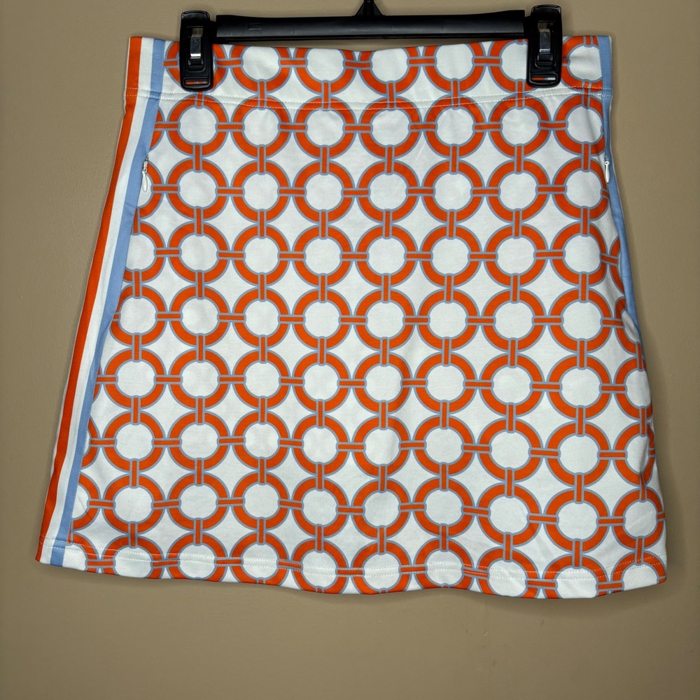 Gretchen Scott Womens Orange Blue Geometric Skort Sz Small Sporty Pickleball - Picture 2 of 8
